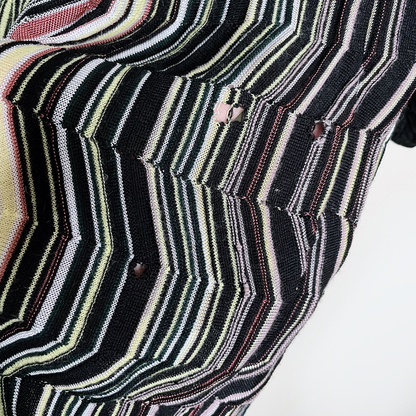 missoni multi colour stripe knit open cardigan - size 6