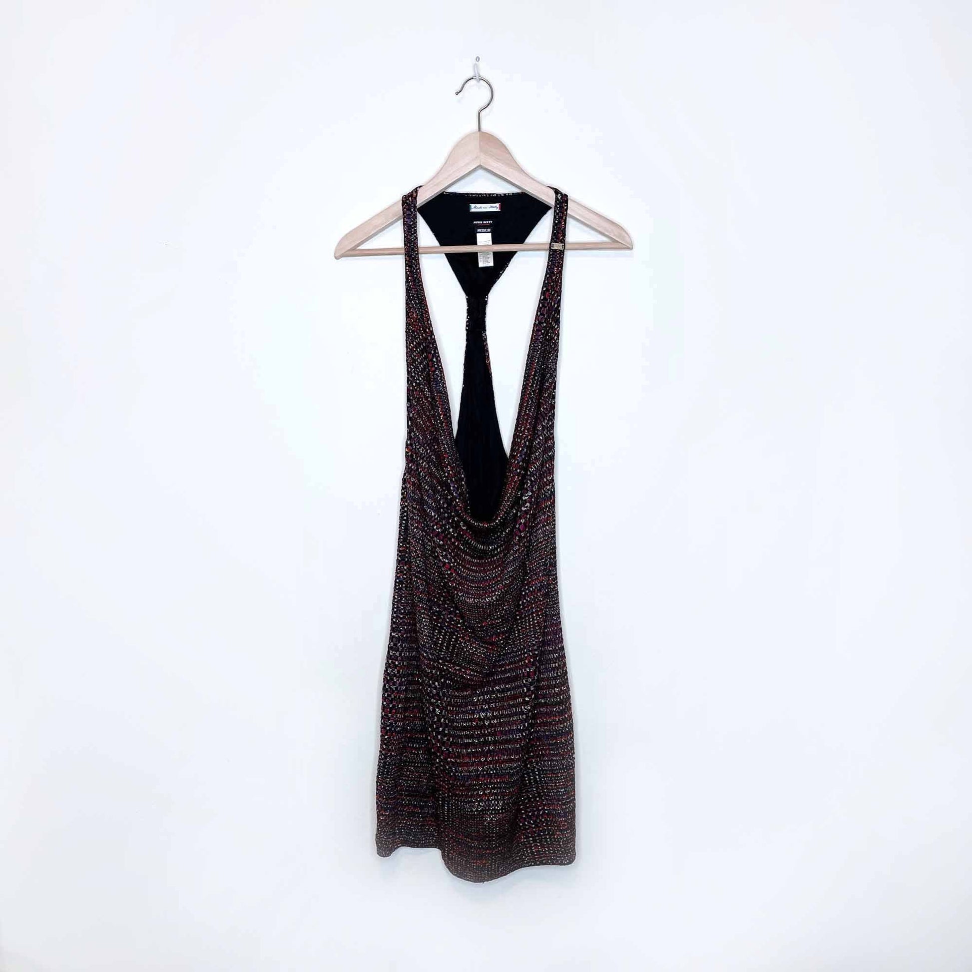 miss sixty diamond disco halter cowl neck mini dress - size medium good market thrift store miss sixty diamond disco halter cowl neck mini dress - size medium good market thrift store