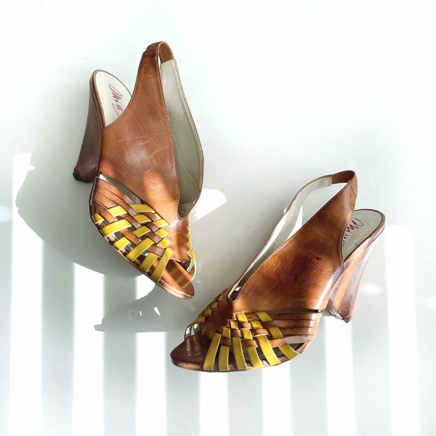 miss sixty caila boho leather slingback heeled sandals - size 37.5