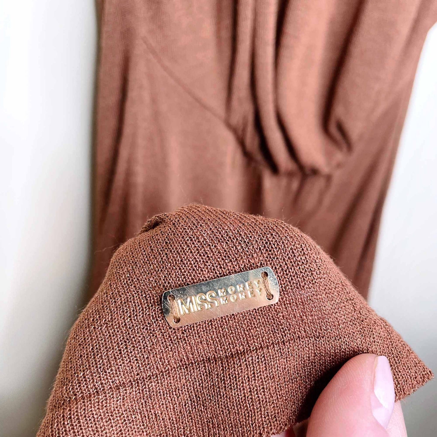 nwt miss money brown cacao dress - size large