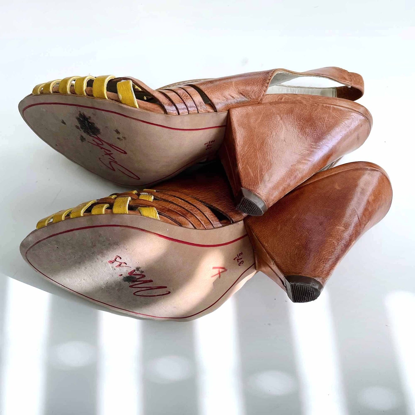 miss sixty caila boho leather slingback heeled sandals - size 37.5