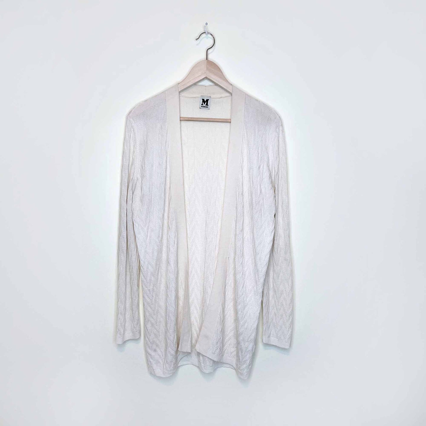 missoni wool-blend lurex cream open cardigan - size 46