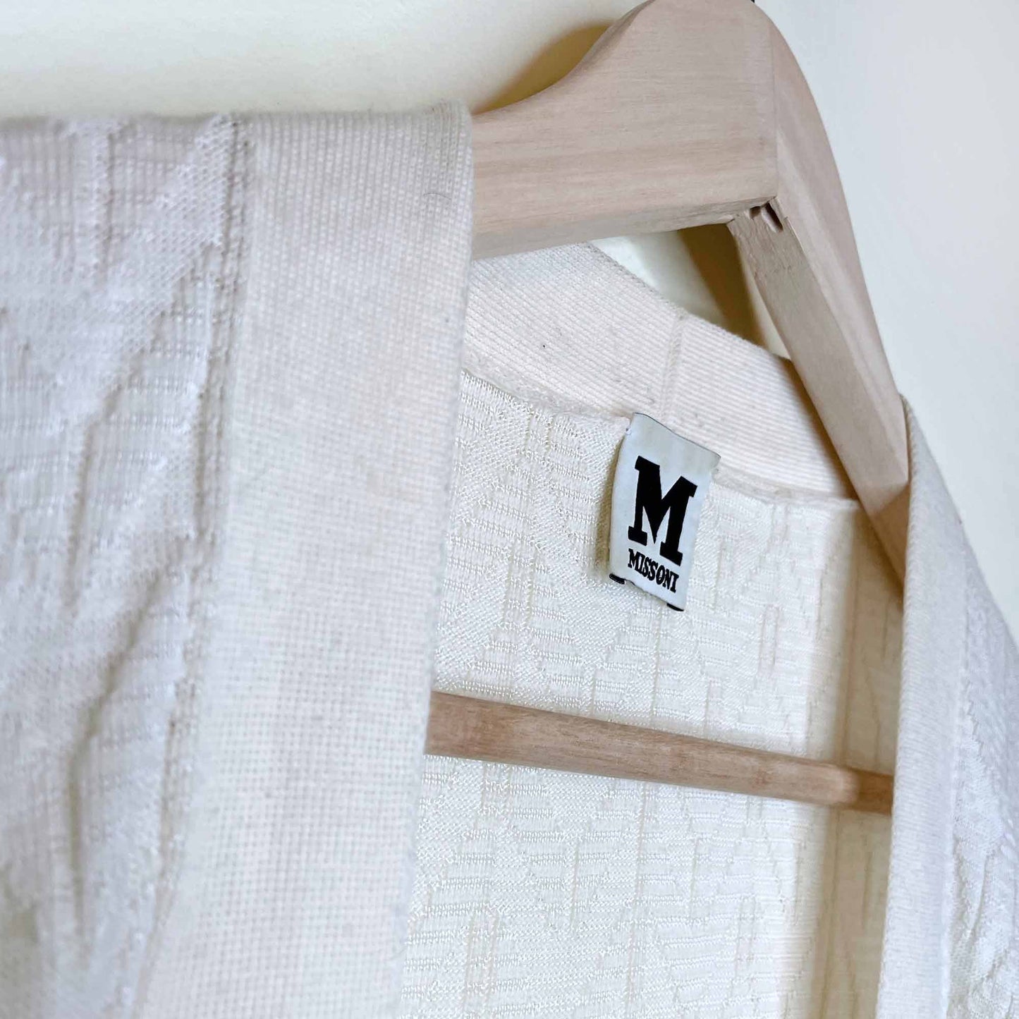 missoni wool-blend lurex cream open cardigan - size 46