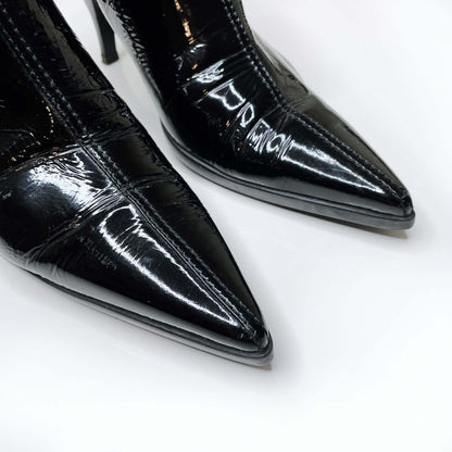 miu miu black pointed toe patent leather ankle boots - size 39