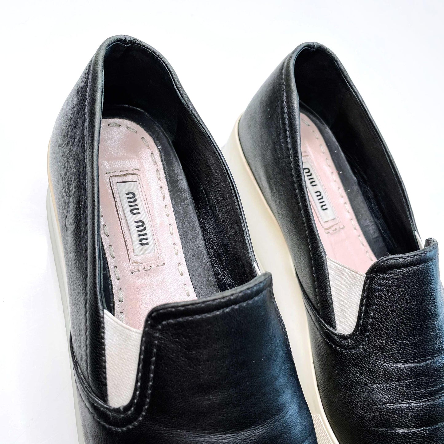 miu miu metal toe platform leather skate shoe - size 37