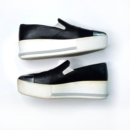 miu miu metal toe platform leather skate shoe - size 37