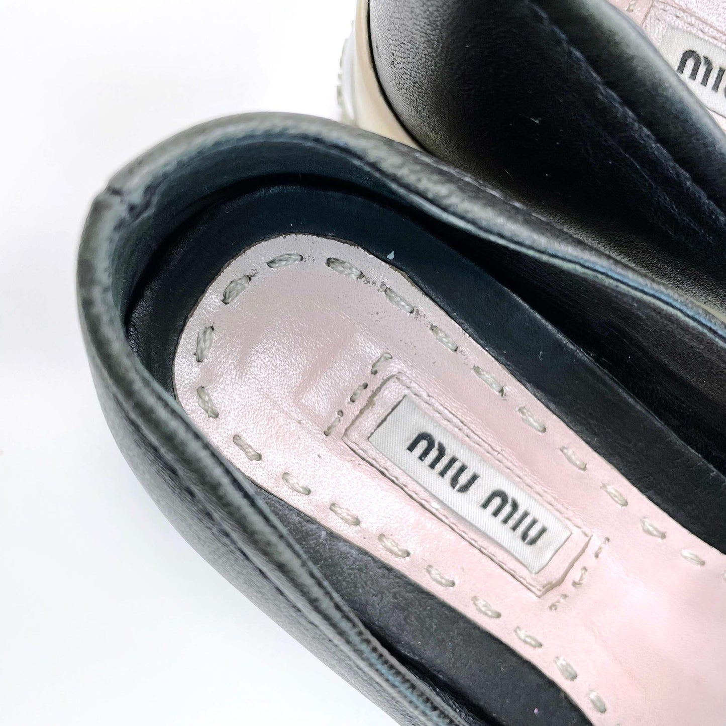 miu miu metal toe platform leather skate shoe - size 37