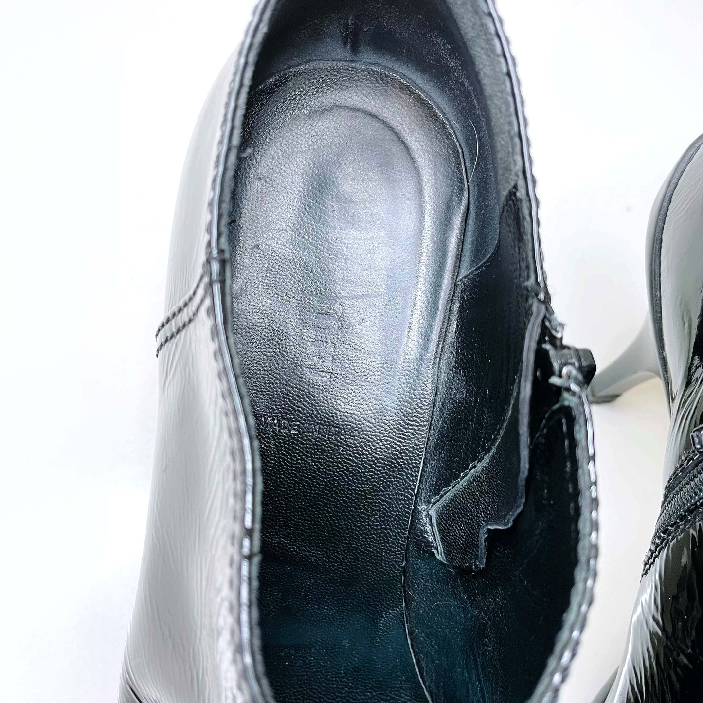 miu miu black pointed toe patent leather ankle boots - size 39