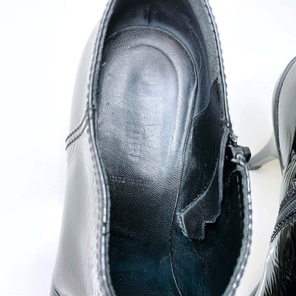 miu miu black pointed toe patent leather ankle boots - size 39