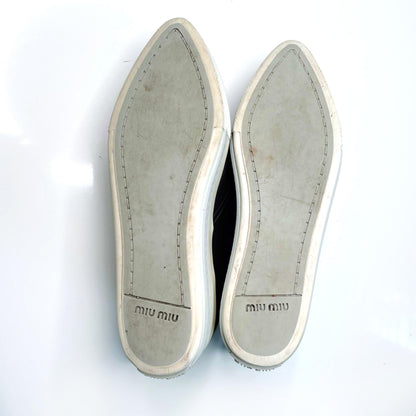 miu miu metal toe platform leather skate shoe - size 37