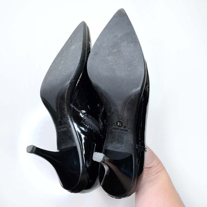 miu miu black pointed toe patent leather ankle boots - size 39