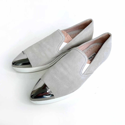 miu miu metal cap toe suede skate shoe - size 37