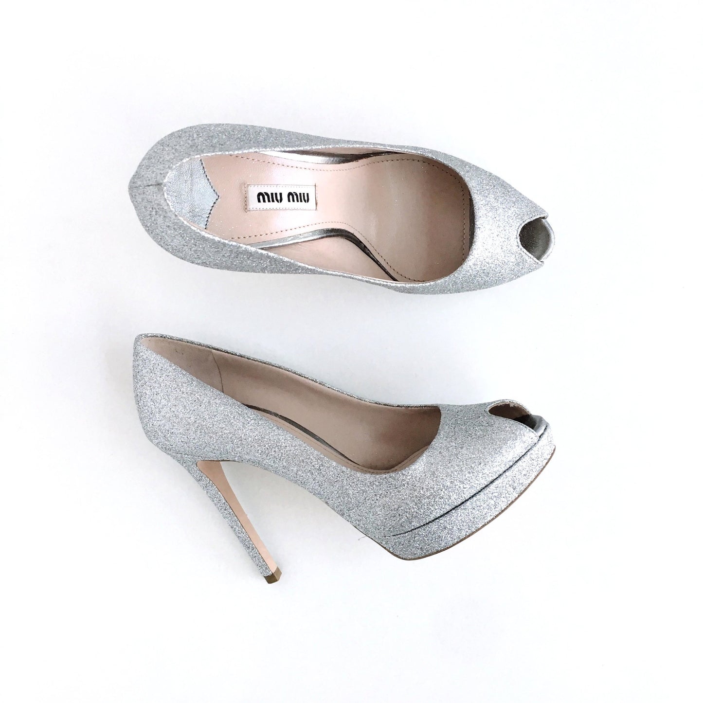 Miu Miu peep toe glitter pumps - size 37.5