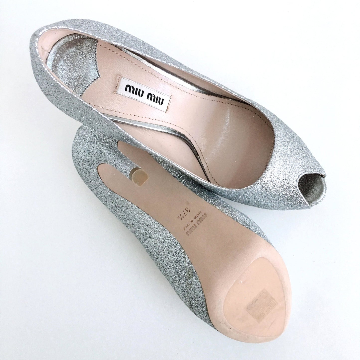 Miu Miu peep toe glitter pumps - size 37.5