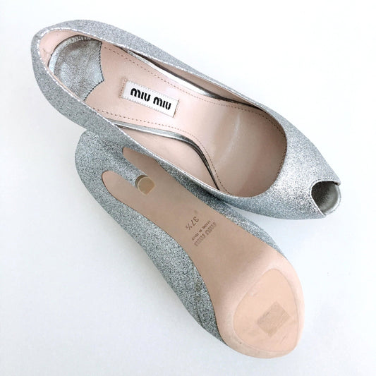 Miu Miu peep toe glitter pumps - size 37.5