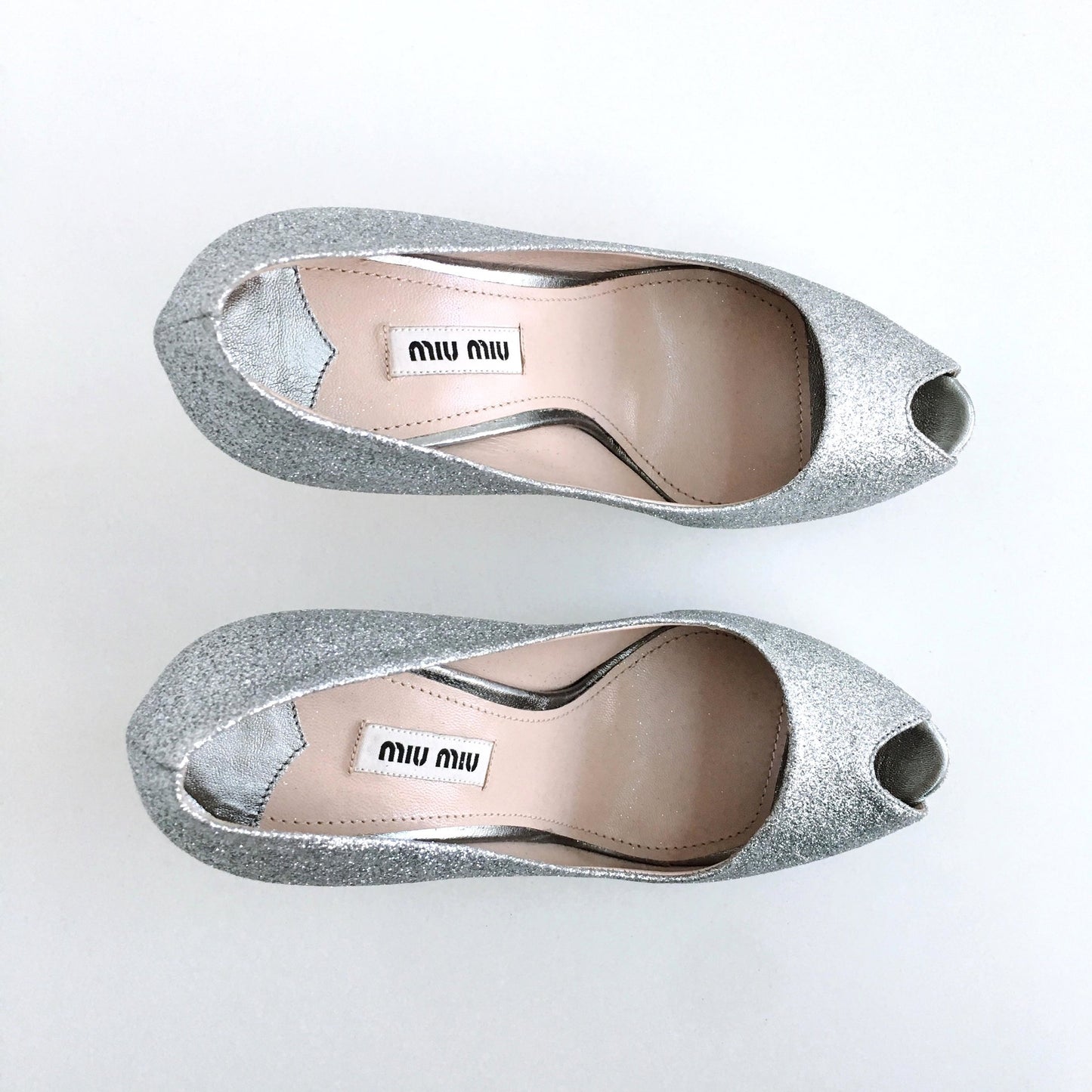 Miu Miu peep toe glitter pumps - size 37.5