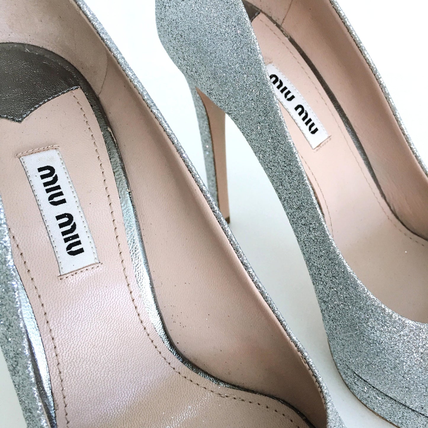 Miu Miu peep toe glitter pumps - size 37.5
