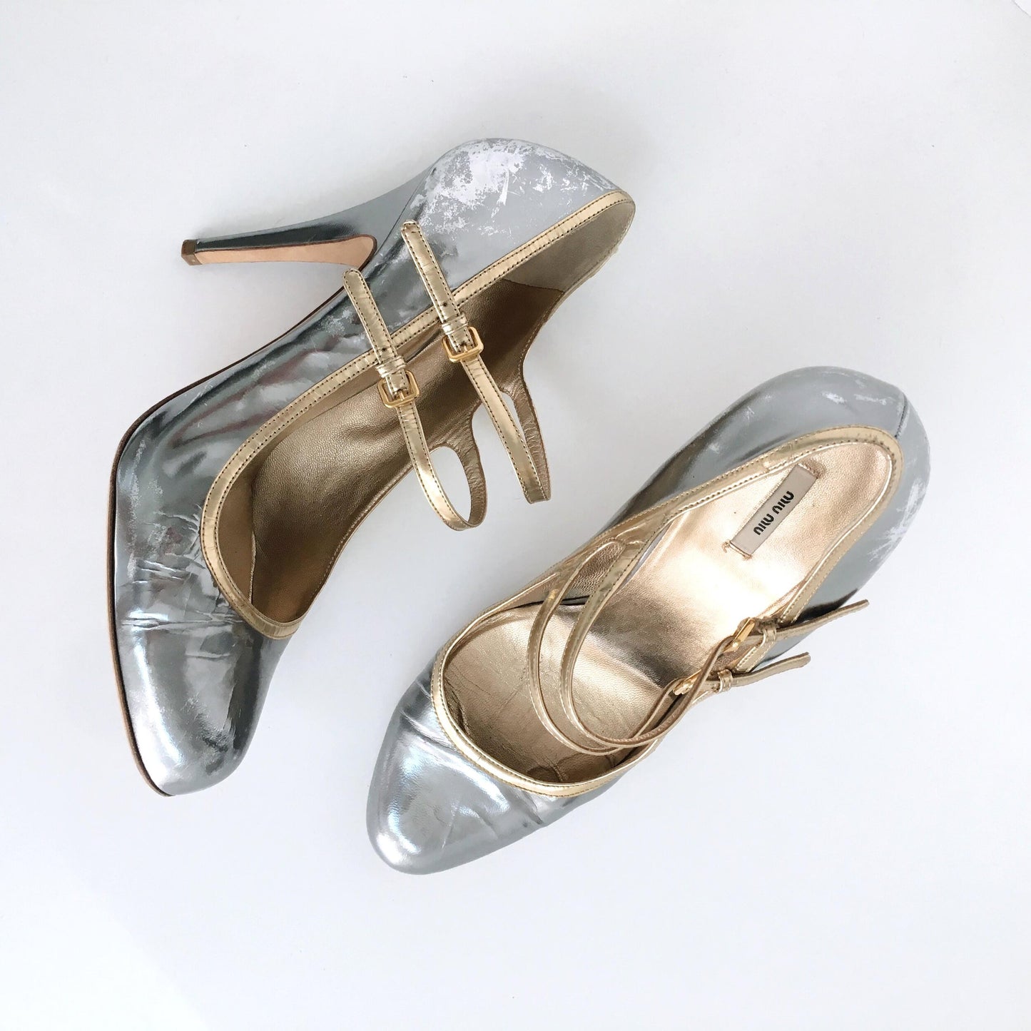 Miu Miu Metallic Capretto Pumps - size 41