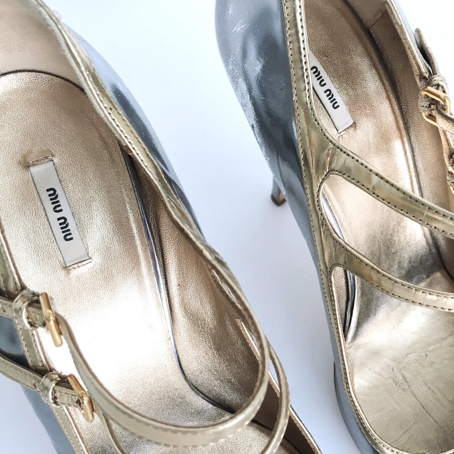 Miu Miu Metallic Capretto Pumps - size 41