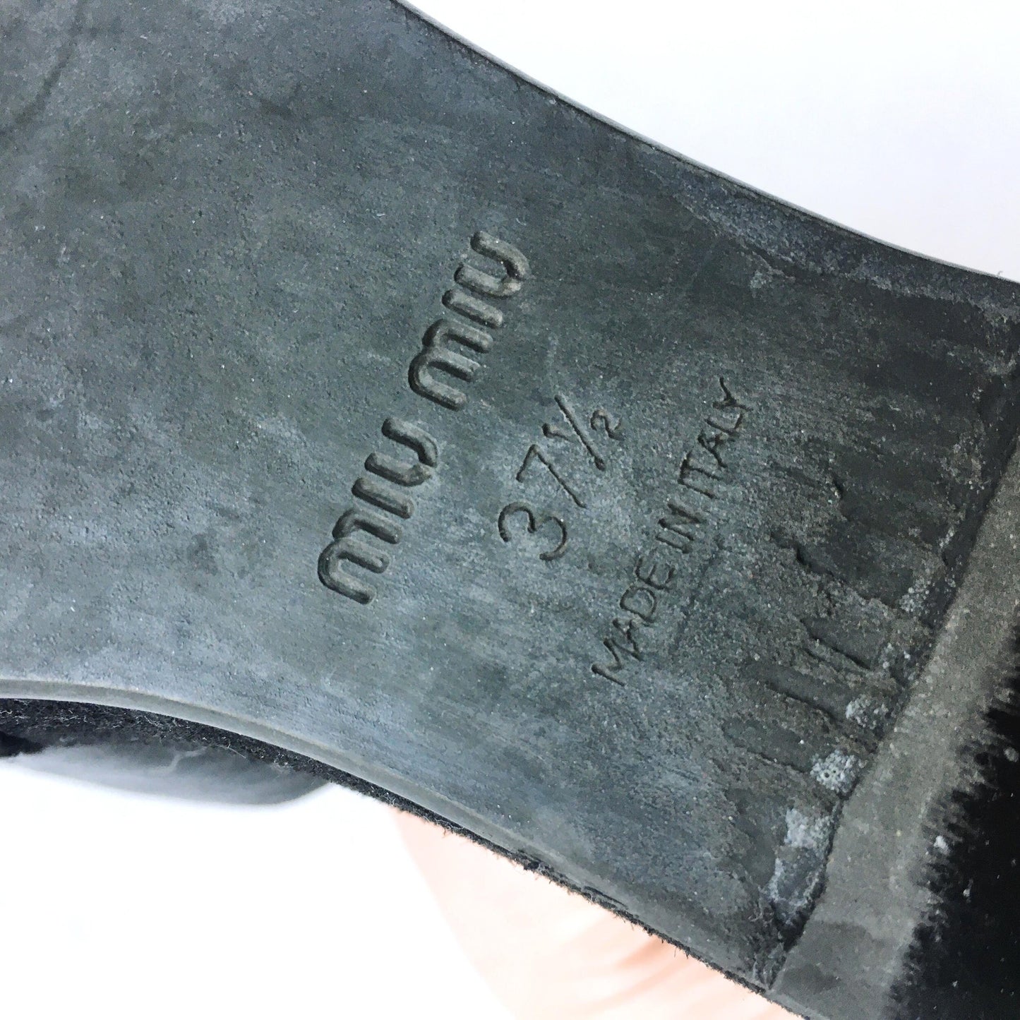 MIU MIU Suede Leather Wedge Mules Clog - size 37.5