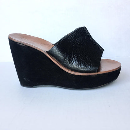 MIU MIU Suede Leather Wedge Mules Clog - size 37.5