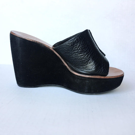 MIU MIU Suede Leather Wedge Mules Clog - size 37.5
