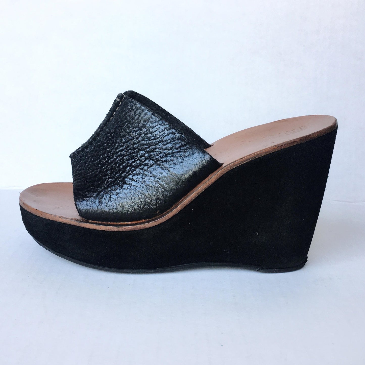 MIU MIU Suede Leather Wedge Mules Clog - size 37.5