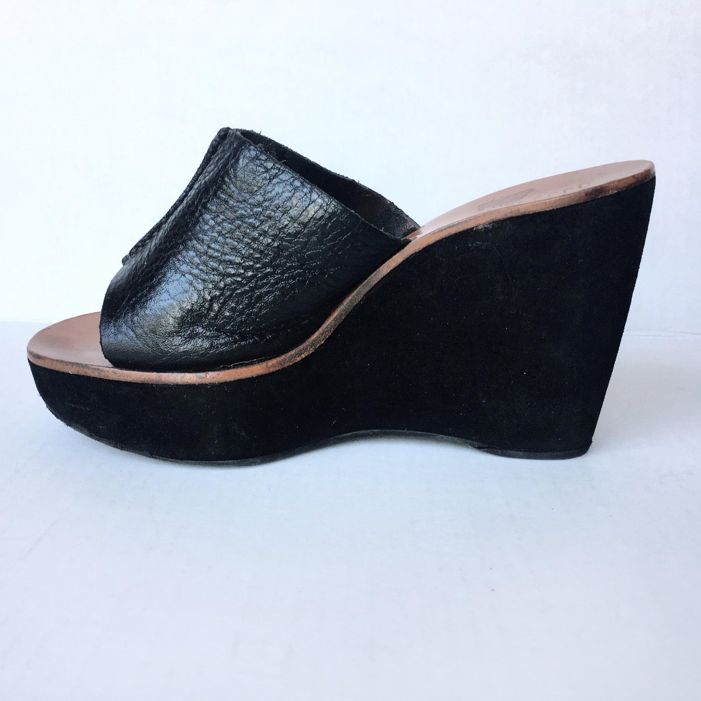 MIU MIU Suede Leather Wedge Mules Clog - size 37.5