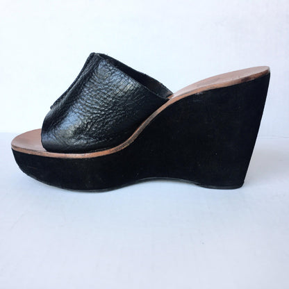 MIU MIU Suede Leather Wedge Mules Clog - size 37.5