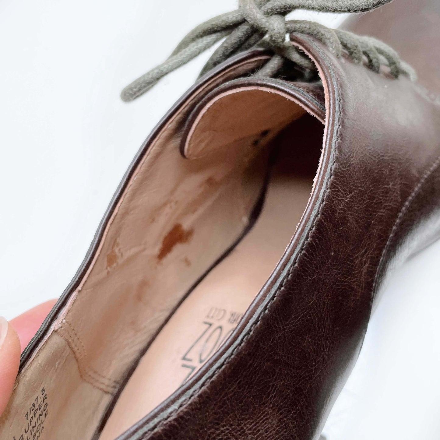 miz mooz brown leather lace-up heeled loafers - size 7