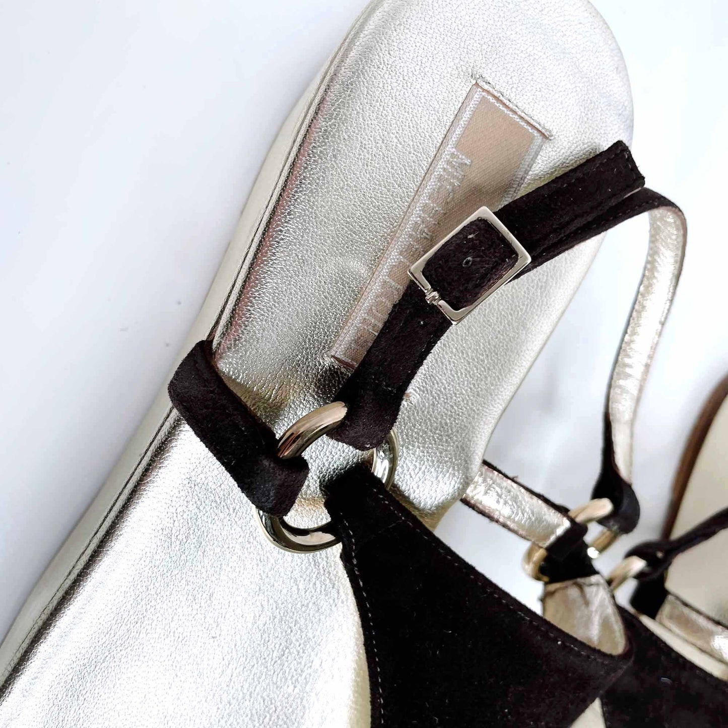 michael kors gold platform leather thong sandals - size 8