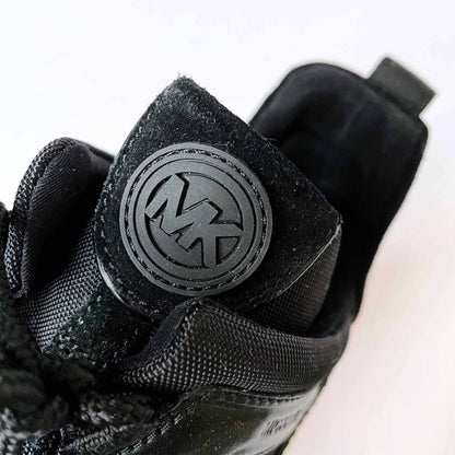 michael kors olympia canvas and suede chunky sole sneakers - size 7.5