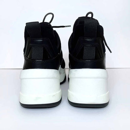 michael kors olympia canvas and suede chunky sole sneakers - size 7.5