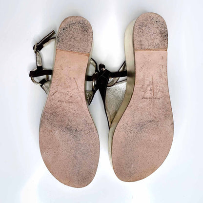 michael kors gold platform leather thong sandals - size 8