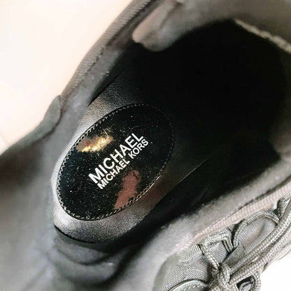 michael kors olympia canvas and suede chunky sole sneakers - size 7.5