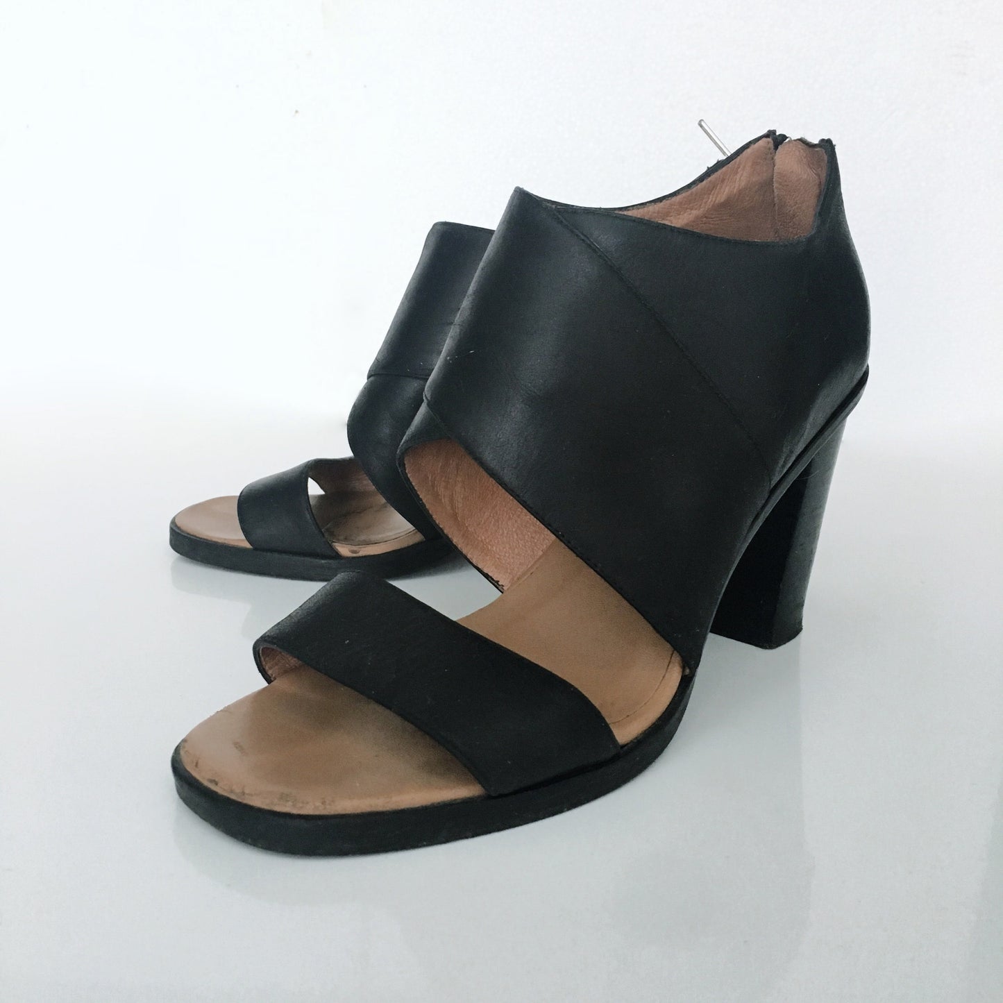 Modern Vintage Open Toe Booties - size 7/8