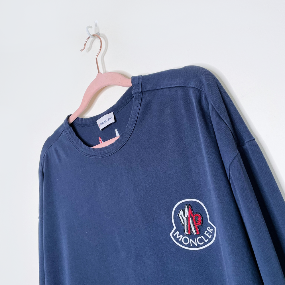 moncler x kith blue long sleeve tee - size large