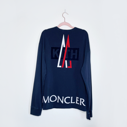 moncler x kith blue long sleeve tee - size large