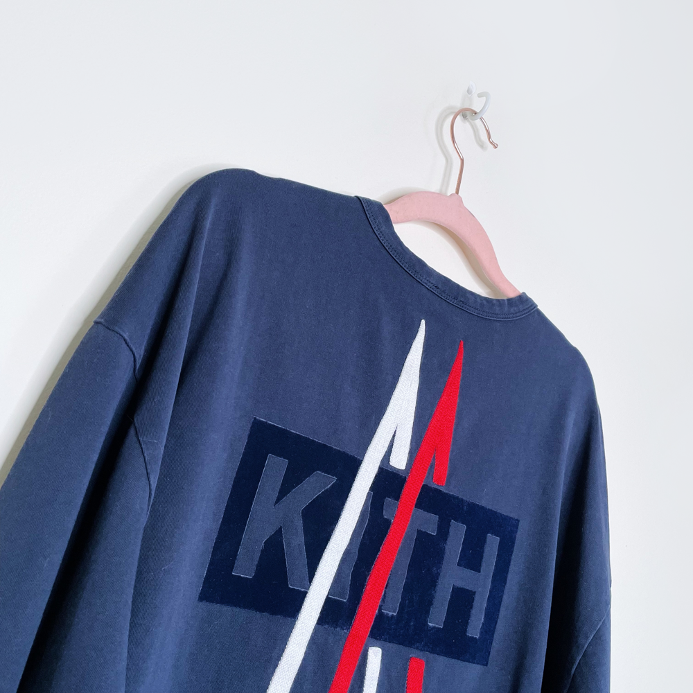 moncler x kith blue long sleeve tee - size large