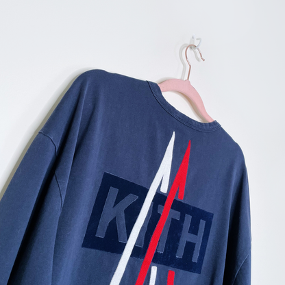 moncler x kith blue long sleeve tee - size large