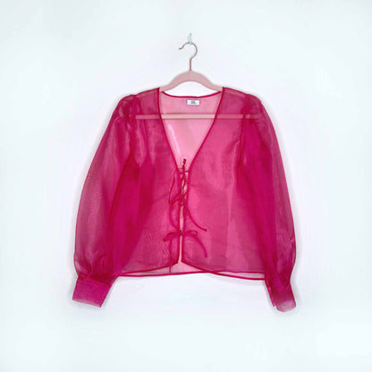 little moon celestia sheer organza tie-front blouse - size small