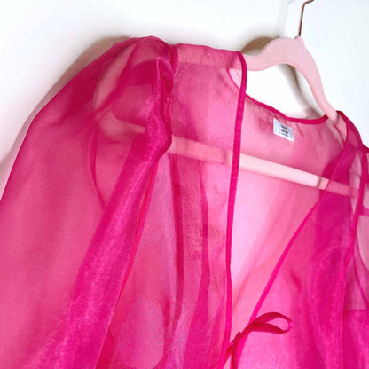 little moon celestia sheer organza tie-front blouse - size small