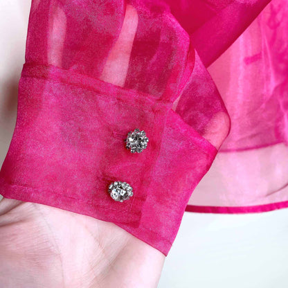 little moon celestia sheer organza tie-front blouse - size small