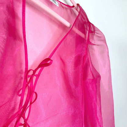 little moon celestia sheer organza tie-front blouse - size small