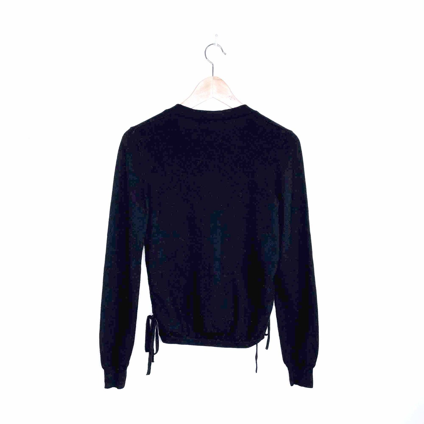 love moschino black wool cardigan with ruched tie sides - size 6