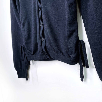 love moschino black wool cardigan with ruched tie sides - size 6