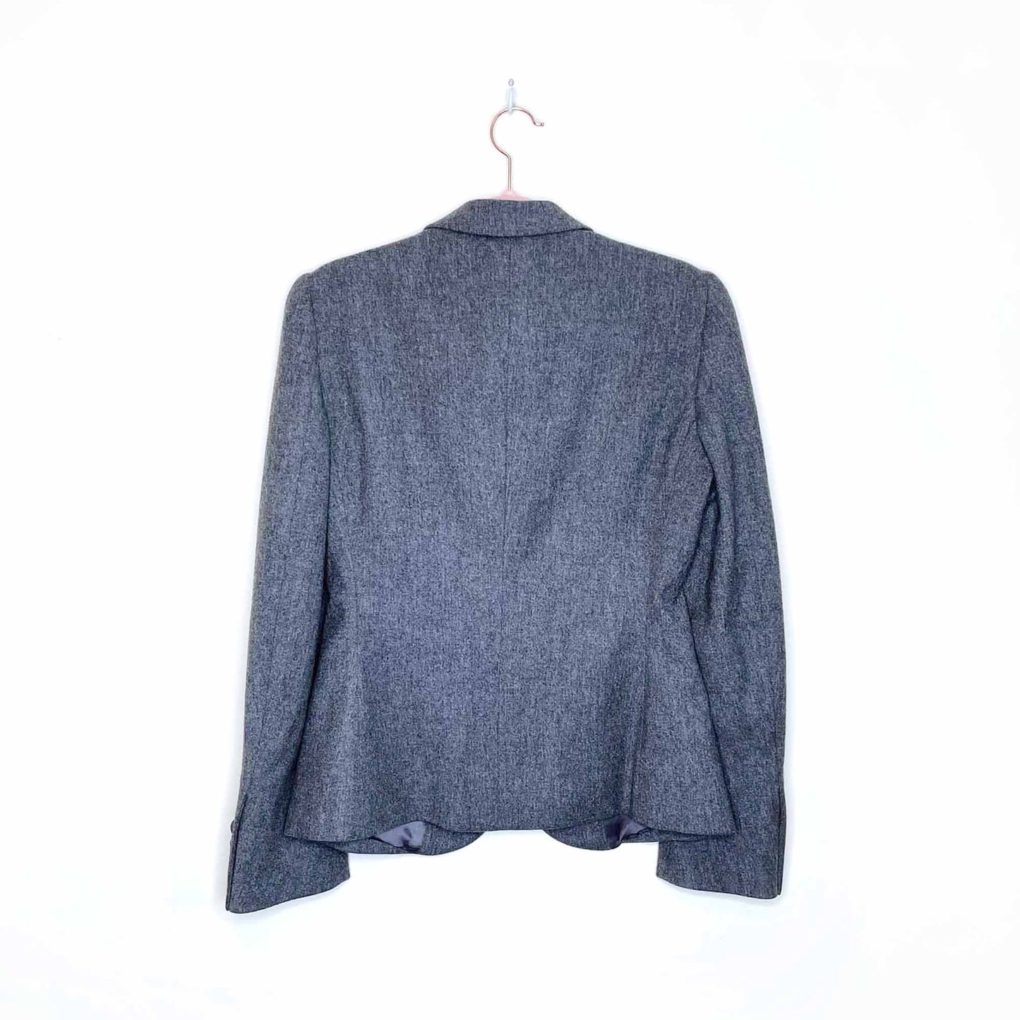 moschino couture grey wool-cashmere ruched blazer - size 8