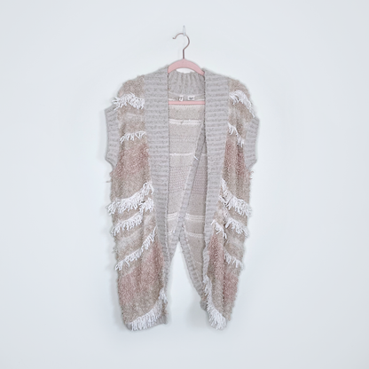 moth quinta boho fringe sweater vest - size xs/sm