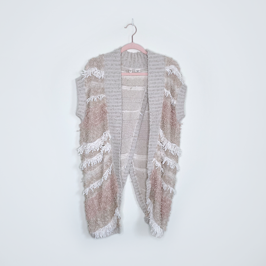 moth quinta boho fringe sweater vest - size xs/sm