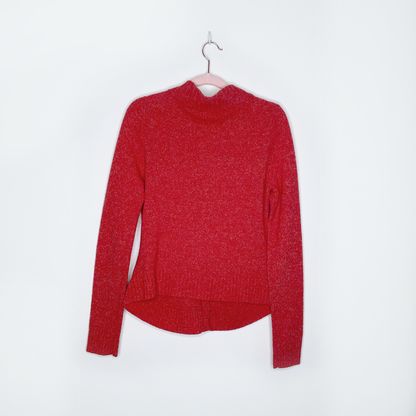 moth orange snap button ruffle wool-blend cardigan - size small